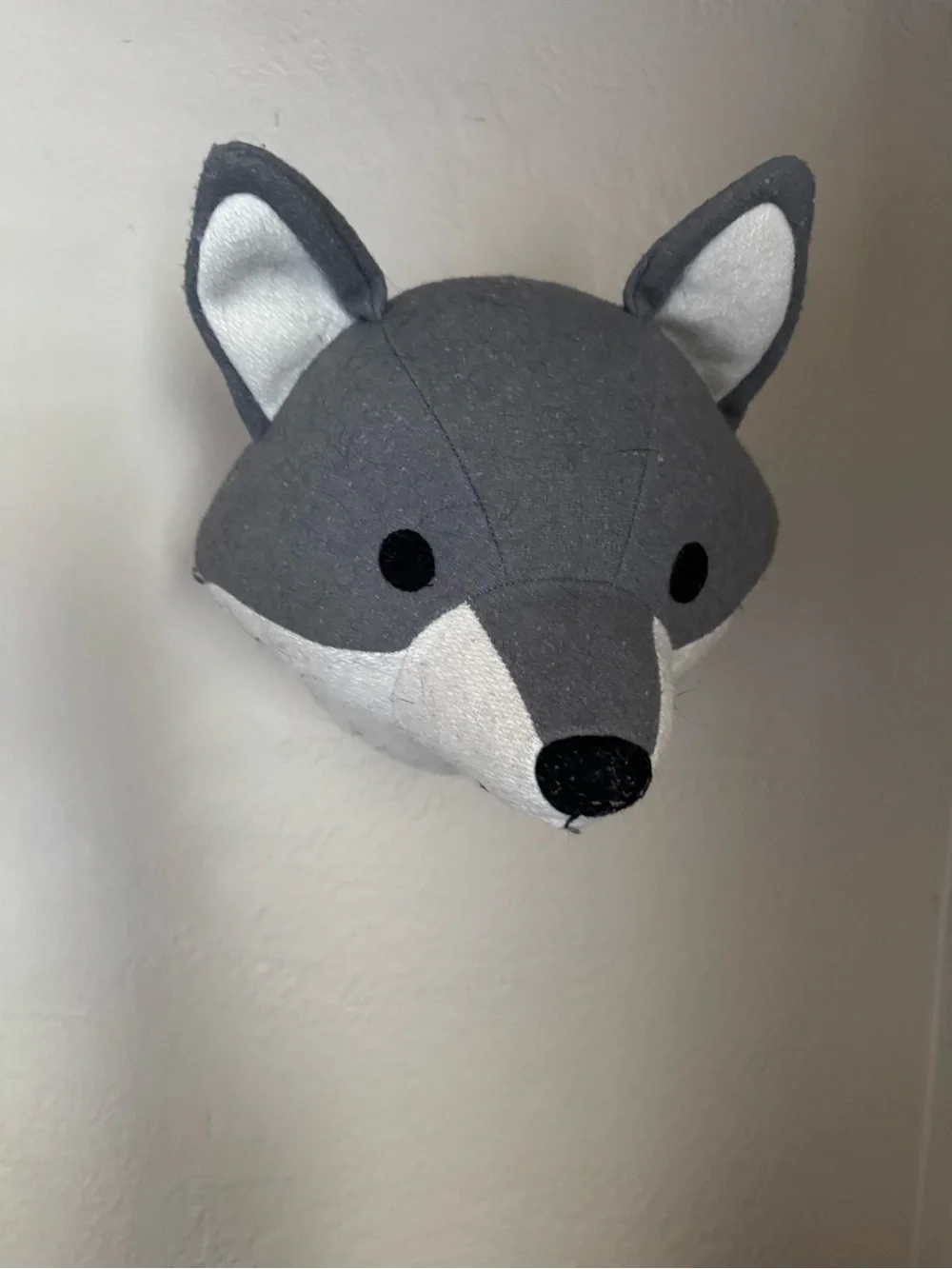 Gray Plush Fox Wall Mount - Decorative Home Wall Decor